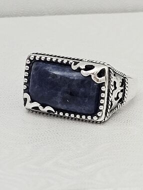 Silpada Rare Sterling Silver Rectangular Sodalite Designer Sample Ring Size 8.25